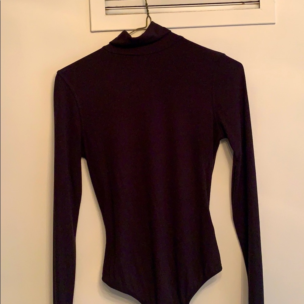 Black turtle neck thong bodysuit